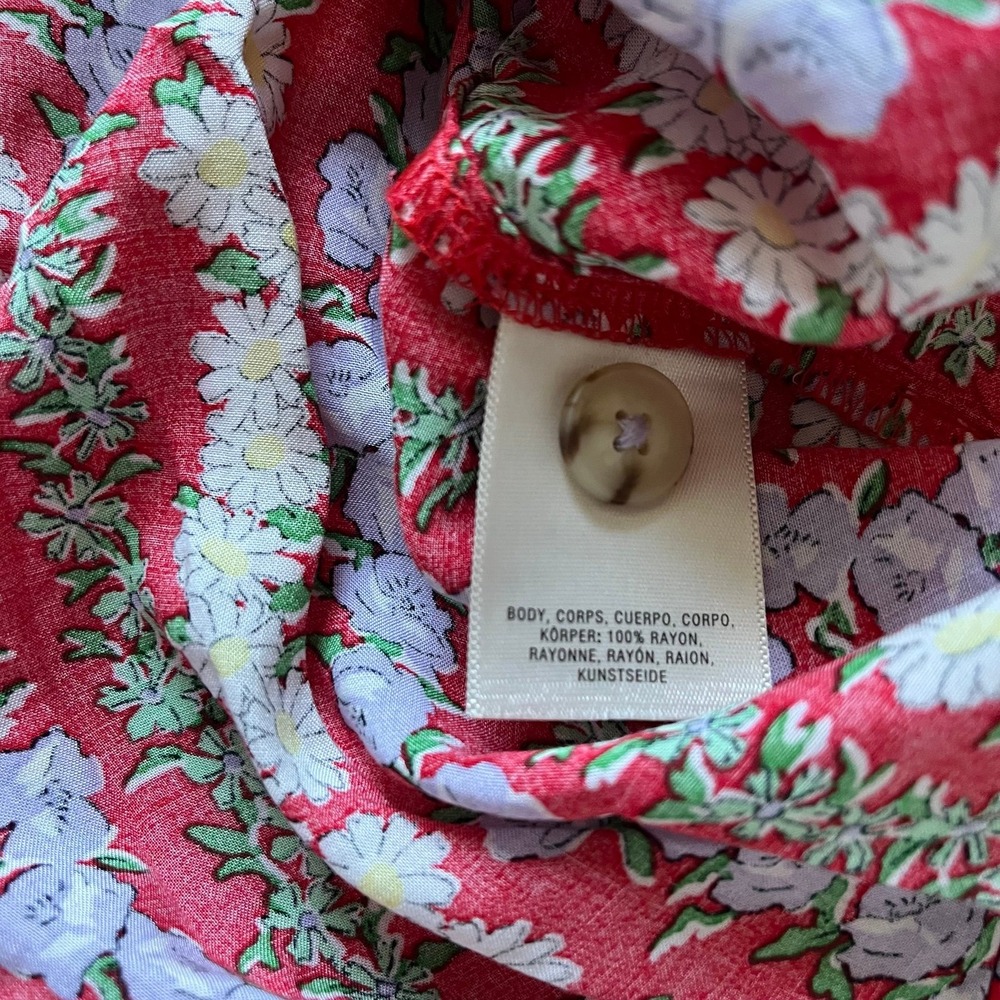 Anthropologie 49 of 52 Conversations Red Floral Blouse Medium - Picture 6 of 9